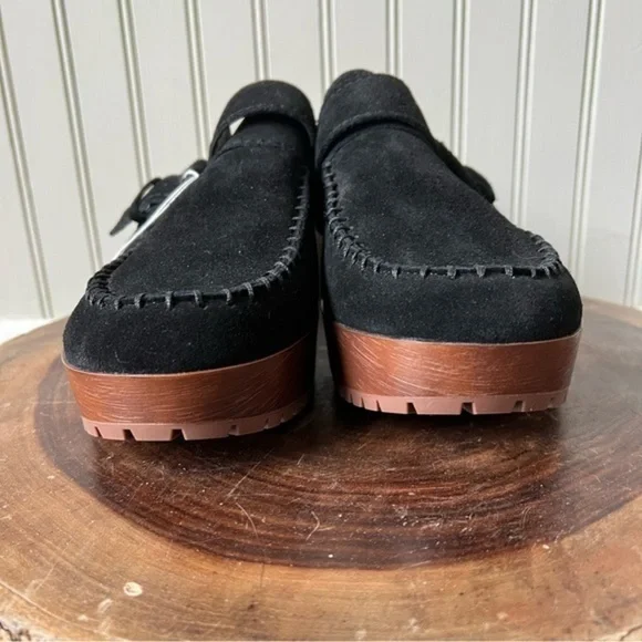 Zodiac Raine Suede Black Wood Heel Slip On Clog Mules - Picture 5 of 9